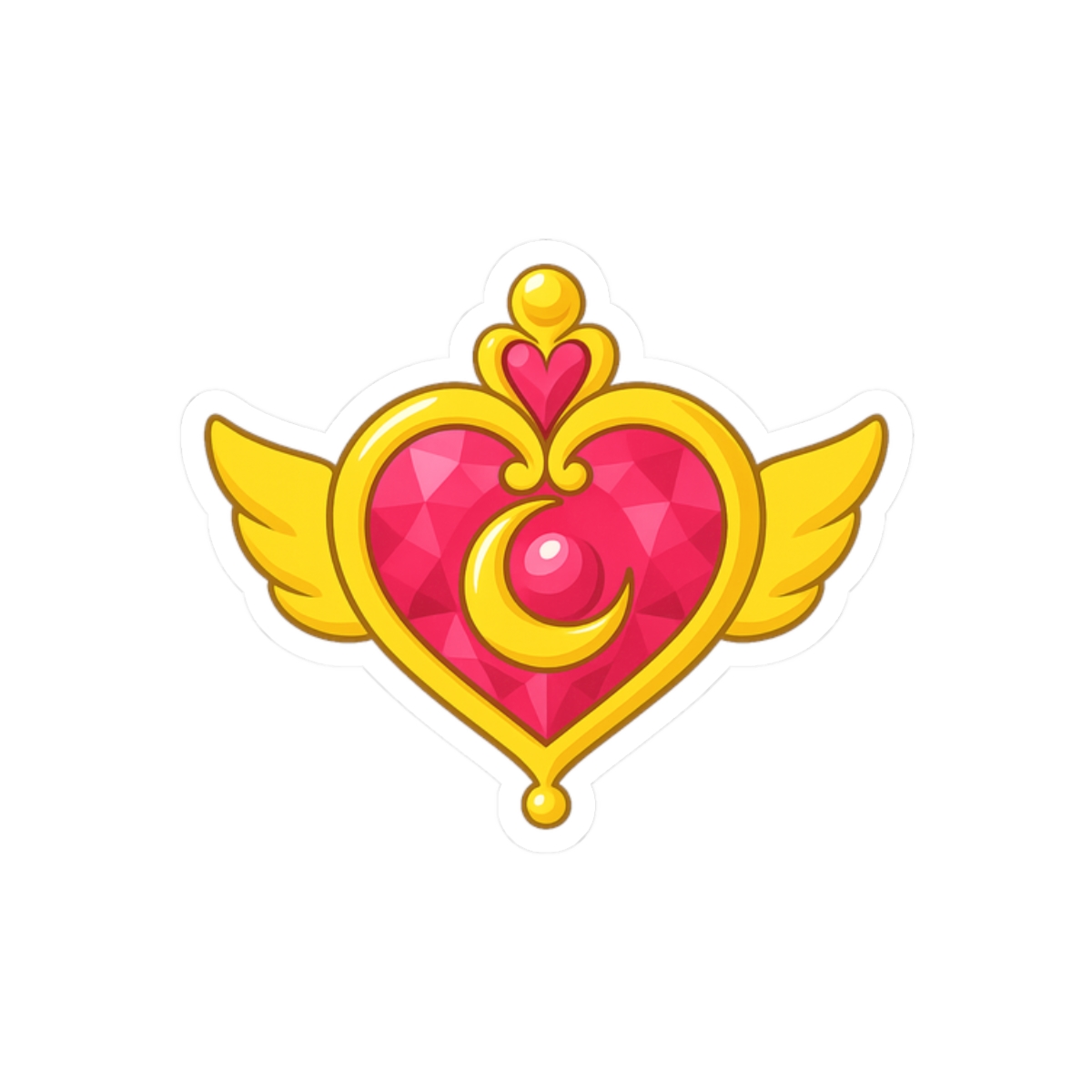 Sailor Moon Gold Heart Wings Brooch Sticker | Cute Anime Decal - alternate angle 3, merchandise