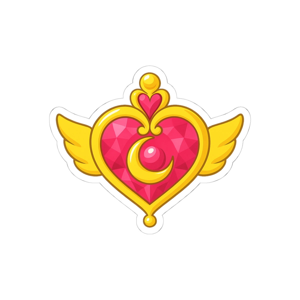 Sailor Moon Gold Heart Wings Brooch Sticker | Cute Anime Decal - alternate angle 1, merchandise
