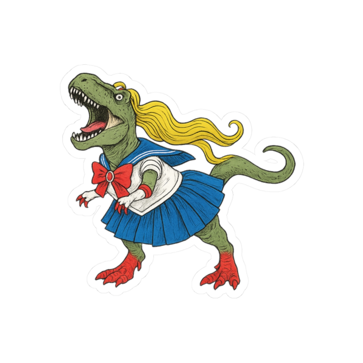 Sailor Moon T-Rex Sticker | Kawaii Dino Fusion Vinyl Decal - alternate angle 3, merchandise